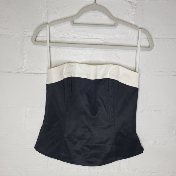 WHBM Tops - WHBM Women's Size 6 Strapless Bustier Top Black White Boning